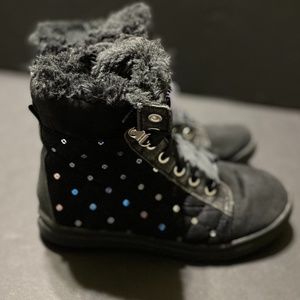 Justice Black Suede Boots - Girls size 2